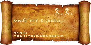 Kovácsi Klaudia névjegykártya